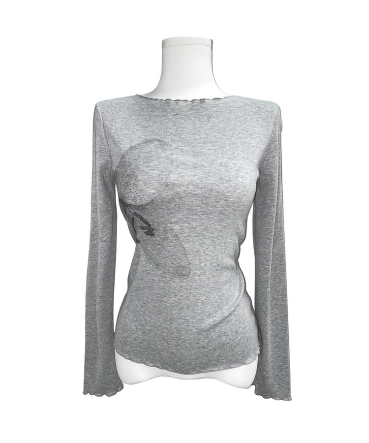 フラワースリム長袖Tシャツ