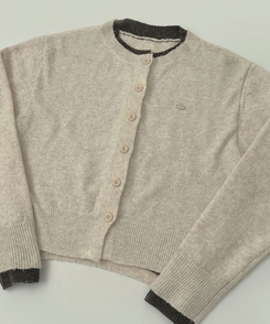 울 펜던트 고퀄 배색 레이어드 가디건