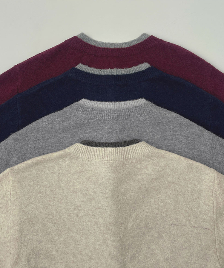 울 펜던트 고퀄 배색 레이어드 가디건