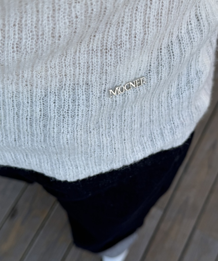 슬립 단추 울 골지 버튼 슬림 긴팔티셔츠 아이보리