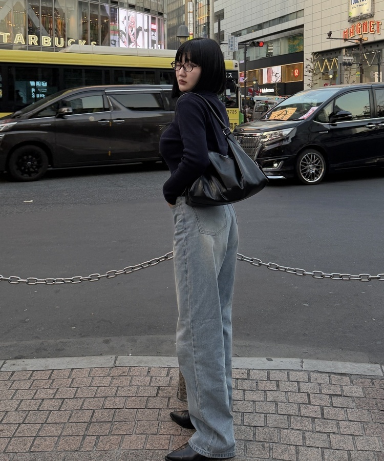 레트로 연청 와이드 일자 데님 팬츠 중청