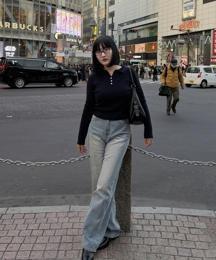 레트로 연청 와이드 일자 데님 팬츠 중청