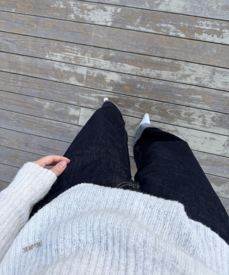 콜드 롤업 생지 와이드 팬츠 진청생지