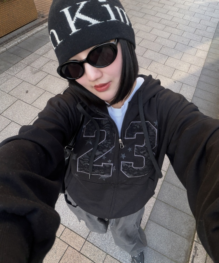 숫자 레이스 후드집업 블랙