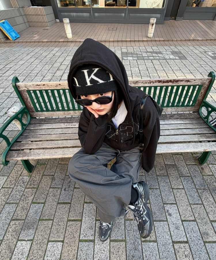 숫자 레이스 후드집업 블랙