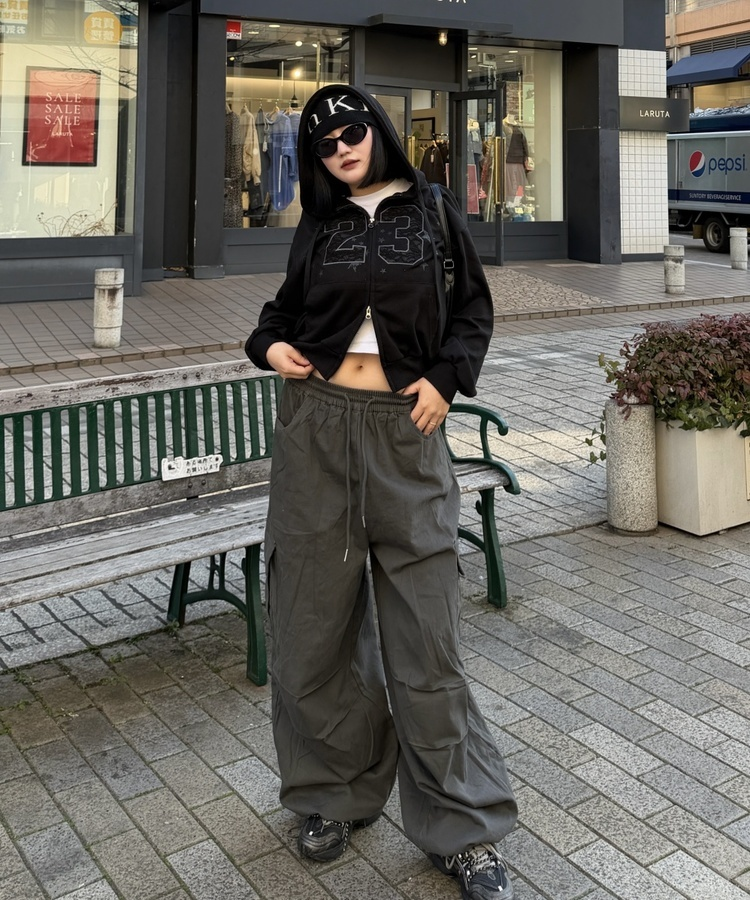 숫자 레이스 후드집업 블랙