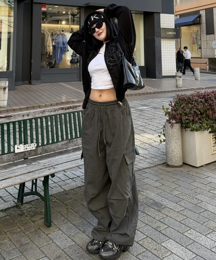 에딘 카고 밴딩팬츠 그레이