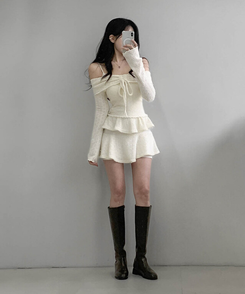 バンディングティアードスカートパンツ IVORY