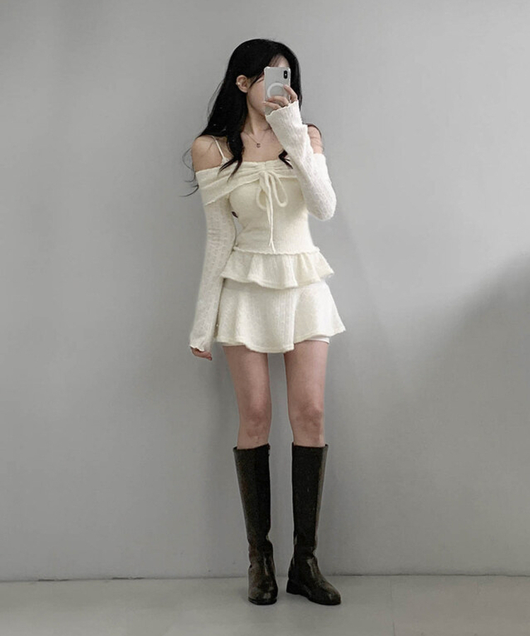 バンディングティアードスカートパンツ IVORY