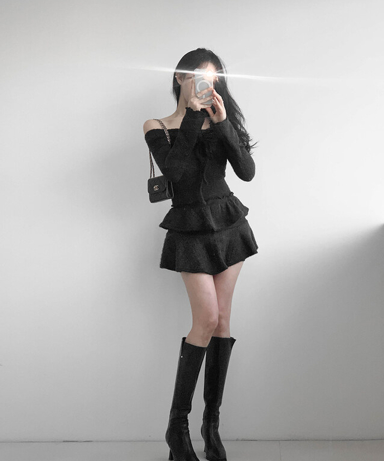 バンディングティアードスカートパンツ BLACK