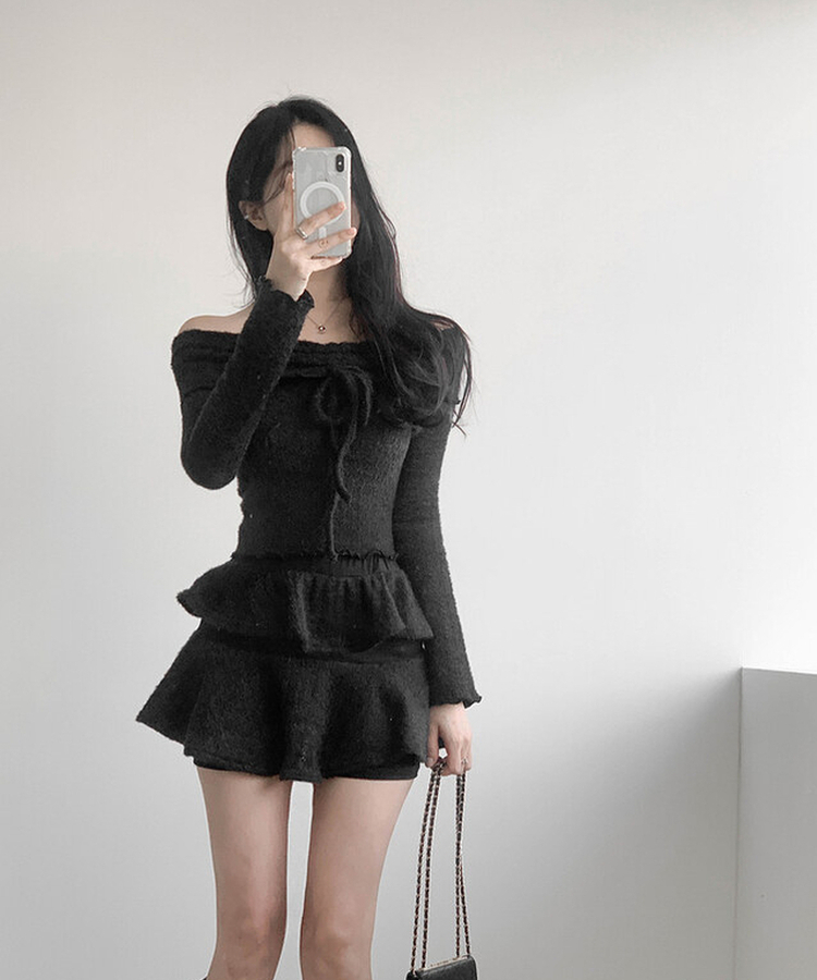 バンディングティアードスカートパンツ BLACK