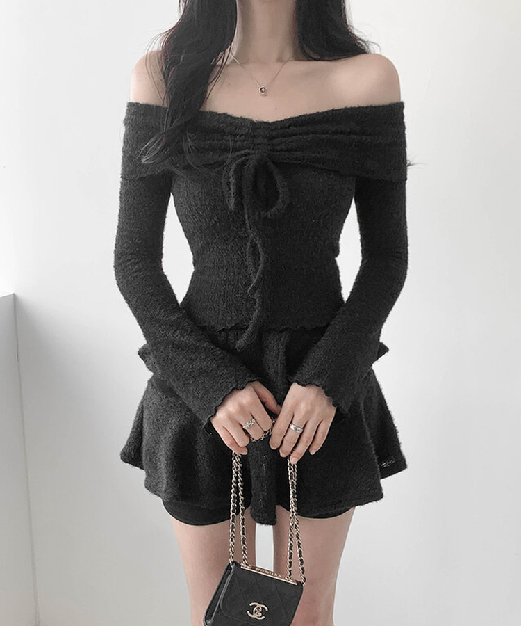 バンディングティアードスカートパンツ BLACK