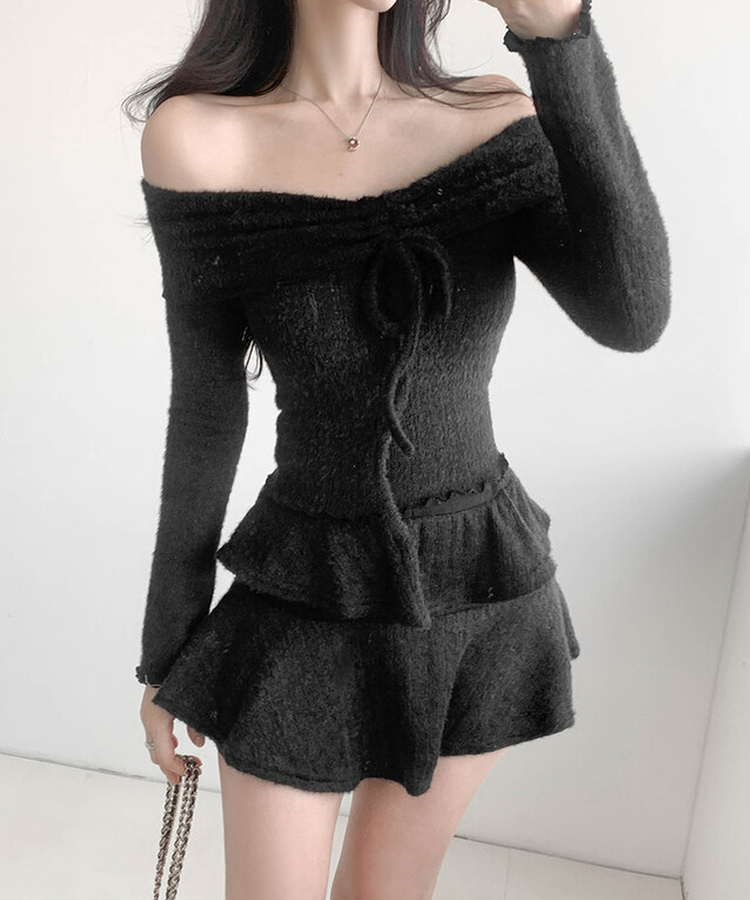 バンディングティアードスカートパンツ BLACK