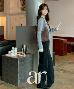 （一体型／レイヤードツートーン♥）   ペンダント レイヤード 配色 ニットカーディガン   GRAY