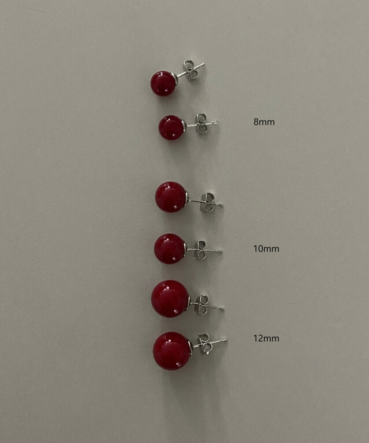 レッド真珠ピアス