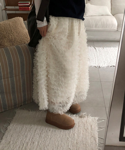 シースルーティアードレースロングスカート IVORY