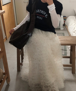 シースルーティアードレースロングスカート IVORY