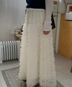 シースルーティアードレースロングスカート IVORY