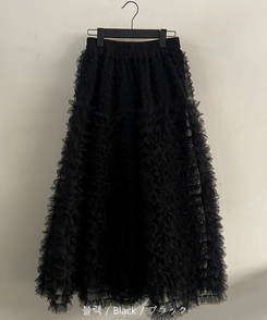 シースルーティアードレースロングスカート