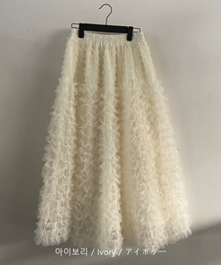 シースルーティアードレースロングスカート