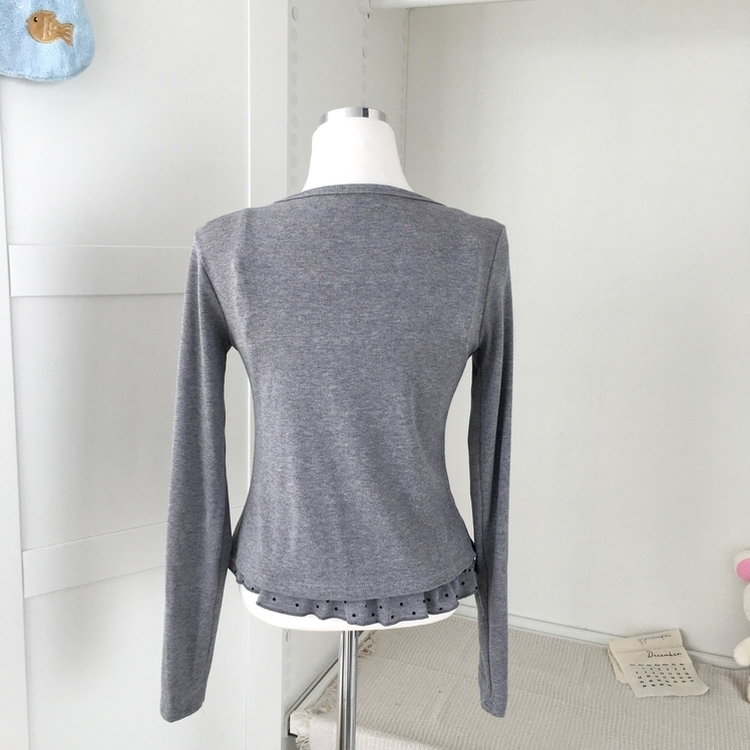 끈조절 빈티지 여리핏 프릴 캉캉 리본 도트 레이어드 나시 가디건 세트