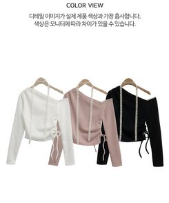 【タイ付き】ワンショルダーレースニット