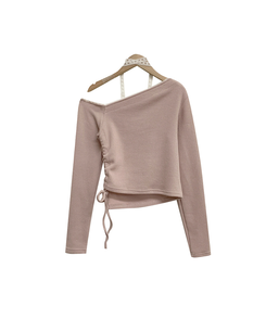 【タイ付き】ワンショルダーレースニット