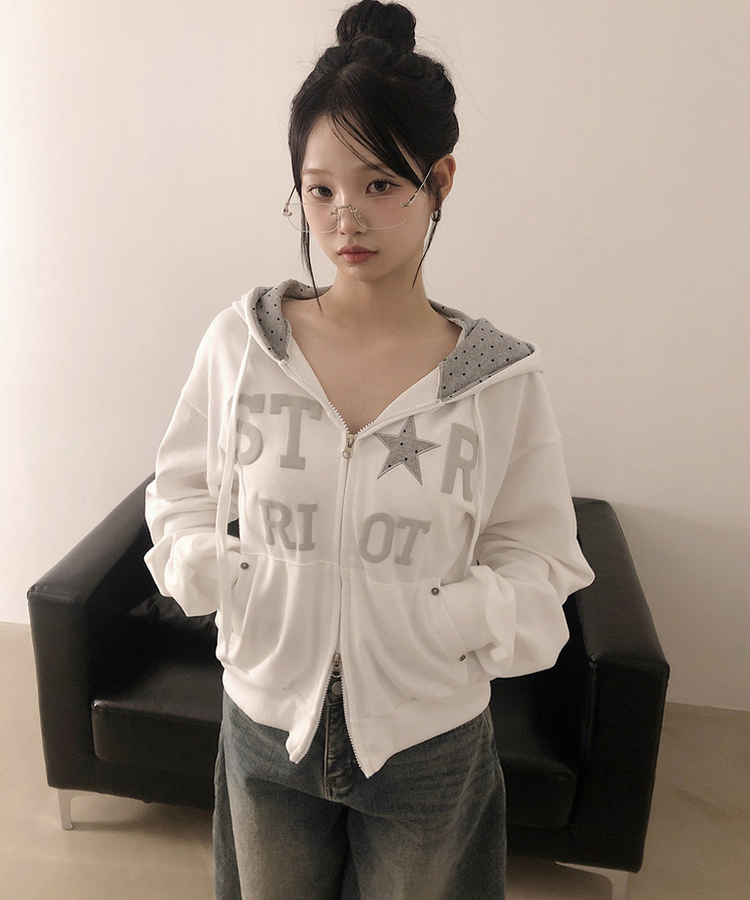 スターフードドパーカージップアップ IVORY