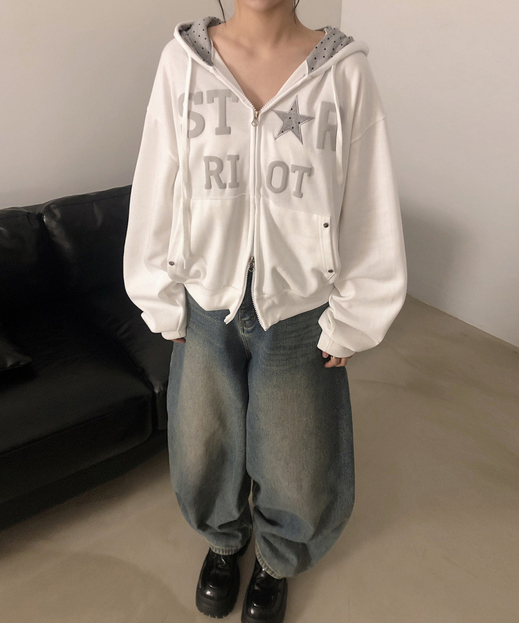 スターフードドパーカージップアップ IVORY