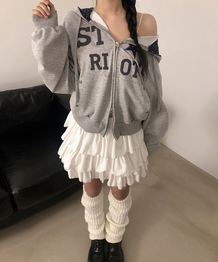 スターフードドパーカージップアップ GREY