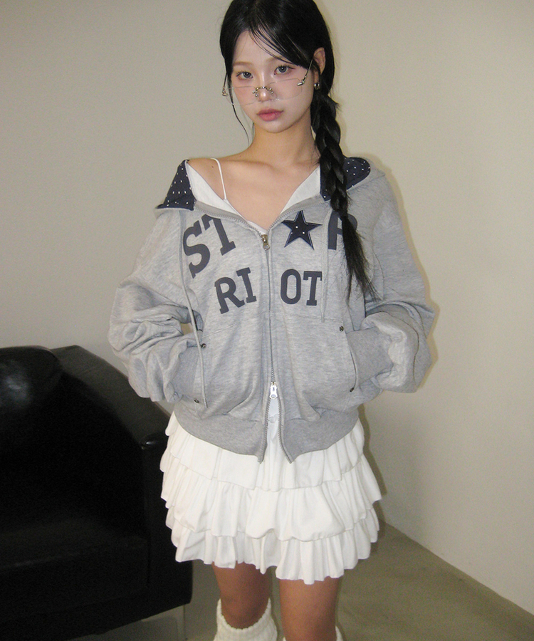 スターフードドパーカージップアップ GREY