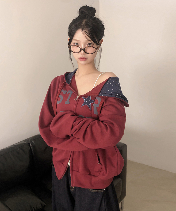 スターフードドパーカージップアップ WINE