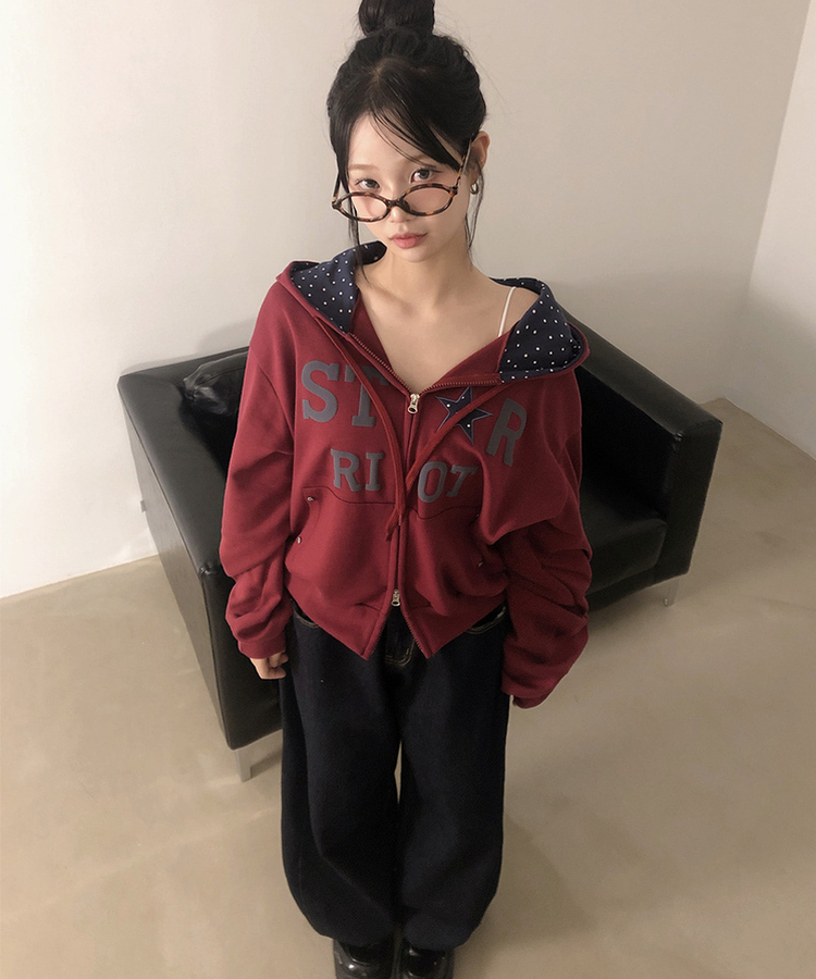 スターフードドパーカージップアップ WINE