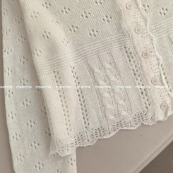 헤이 펀칭 브이넥 긴팔 니트 가디건 봄 봄옷 벚꽃 여리 청순 데이트 핑크