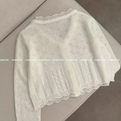 헤이 펀칭 브이넥 긴팔 니트 가디건 봄 봄옷 벚꽃 여리 청순 데이트 핑크