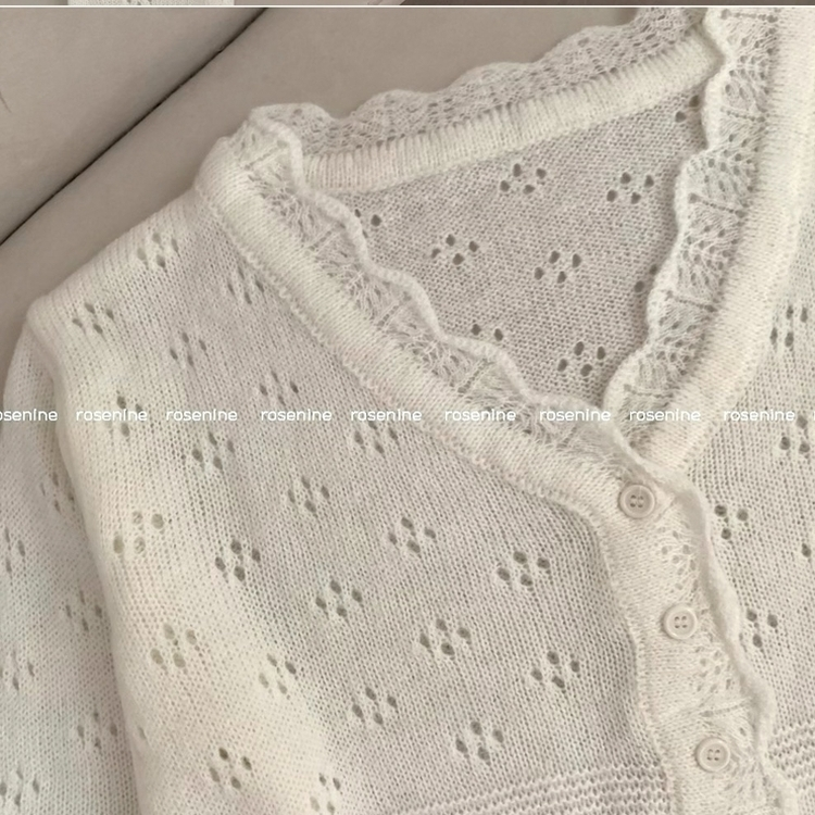 헤이 펀칭 브이넥 긴팔 니트 가디건 봄 봄옷 벚꽃 여리 청순 데이트 핑크