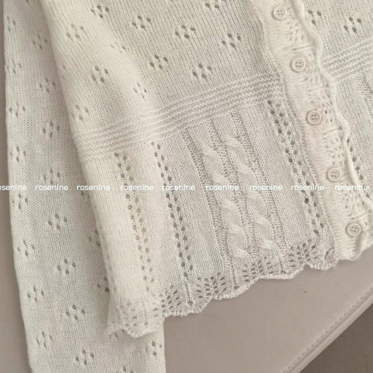 헤이 펀칭 브이넥 긴팔 니트 가디건 봄 봄옷 벚꽃 여리 청순 데이트 핑크