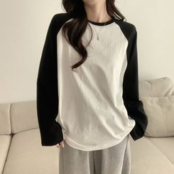 레인보우 오버핏 배색 나그랑 긴팔 티셔츠 루즈핏 래글런 긴팔티 겨울 데일리 박시핏 레이어드 상의 남여공용 커플티 아이보리