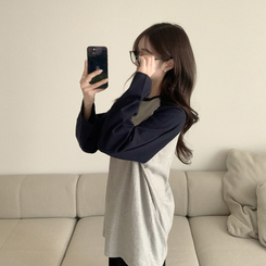 레인보우 오버핏 배색 나그랑 긴팔 티셔츠 루즈핏 래글런 긴팔티 겨울 데일리 박시핏 레이어드 상의 남여공용 커플티 메란지