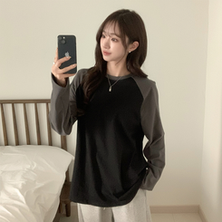 레인보우 오버핏 배색 나그랑 긴팔 티셔츠 루즈핏 래글런 긴팔티 겨울 데일리 박시핏 레이어드 상의 남여공용 커플티 블랙