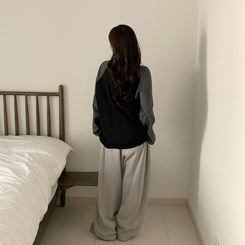 레인보우 오버핏 배색 나그랑 긴팔 티셔츠 루즈핏 래글런 긴팔티 겨울 데일리 박시핏 레이어드 상의 남여공용 커플티 블랙