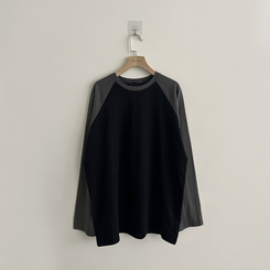 레인보우 오버핏 배색 나그랑 긴팔 티셔츠 루즈핏 래글런 긴팔티 겨울 데일리 박시핏 레이어드 상의 남여공용 커플티