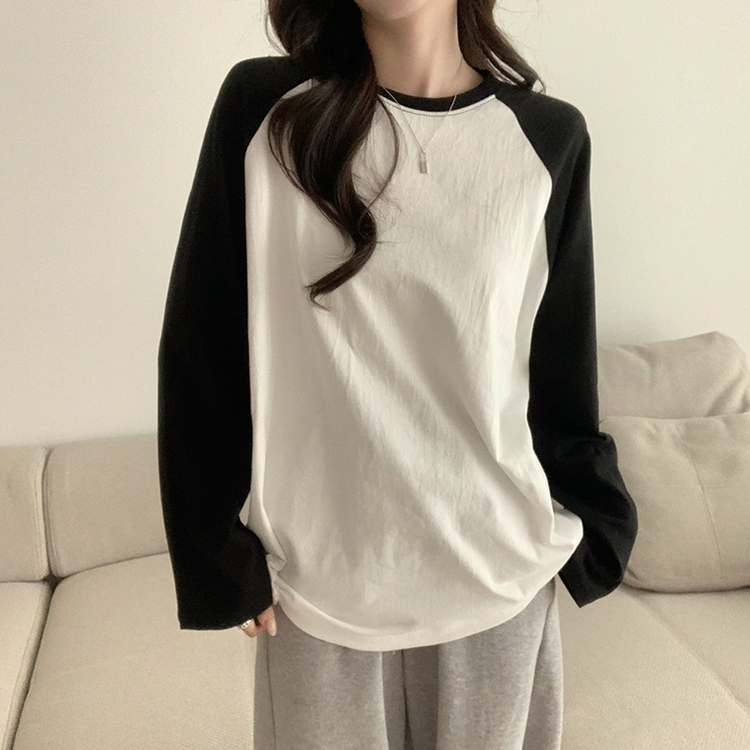 레인보우 오버핏 배색 나그랑 긴팔 티셔츠 루즈핏 래글런 긴팔티 겨울 데일리 박시핏 레이어드 상의 남여공용 커플티 아이보리