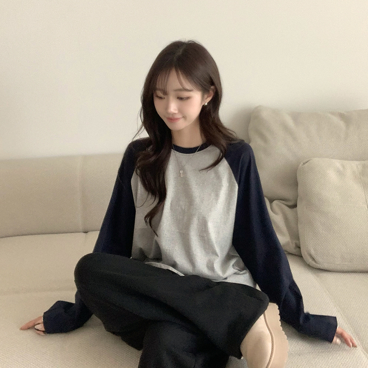 레인보우 오버핏 배색 나그랑 긴팔 티셔츠 루즈핏 래글런 긴팔티 겨울 데일리 박시핏 레이어드 상의 남여공용 커플티 메란지