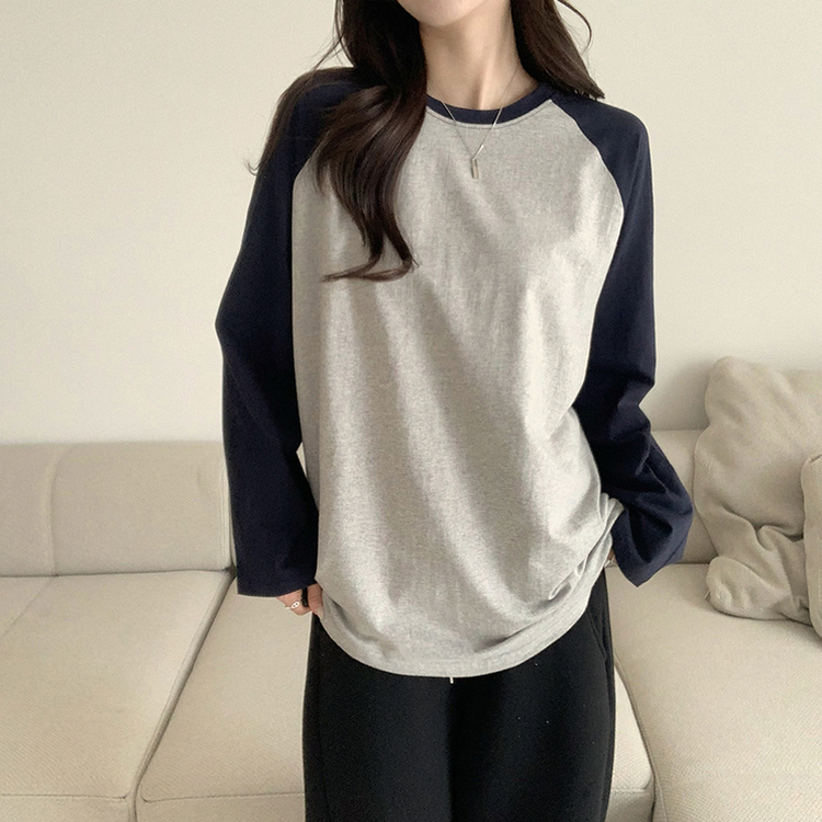 레인보우 오버핏 배색 나그랑 긴팔 티셔츠 루즈핏 래글런 긴팔티 겨울 데일리 박시핏 레이어드 상의 남여공용 커플티 메란지