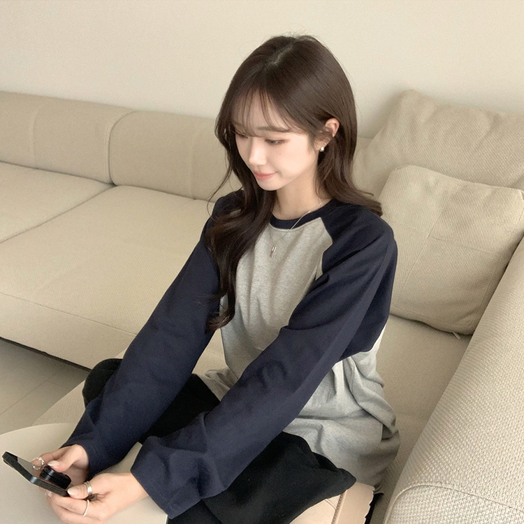 레인보우 오버핏 배색 나그랑 긴팔 티셔츠 루즈핏 래글런 긴팔티 겨울 데일리 박시핏 레이어드 상의 남여공용 커플티 메란지