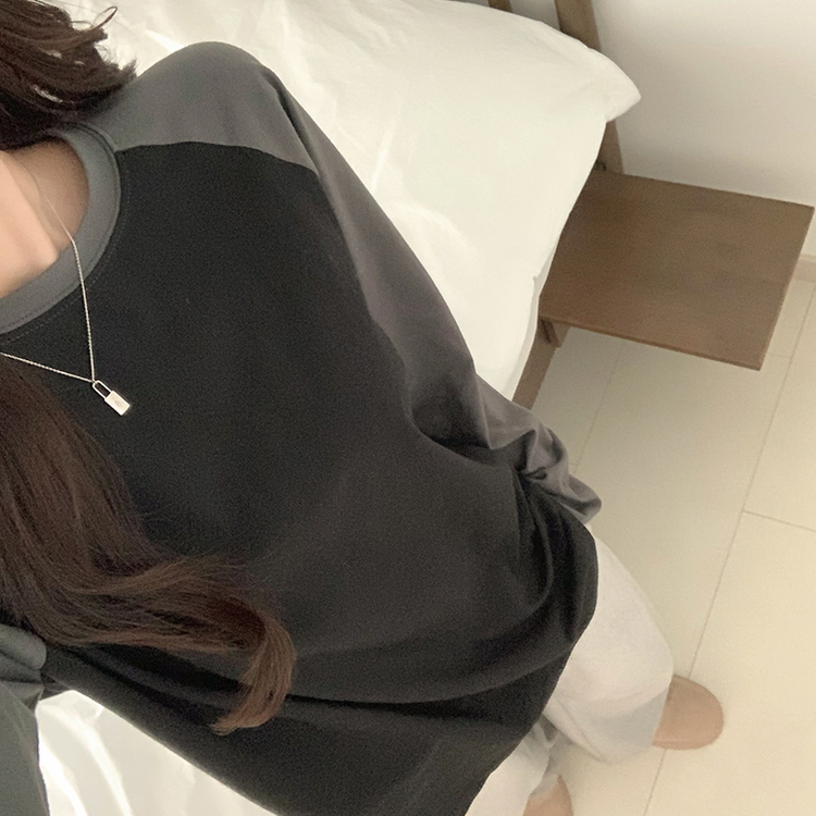 레인보우 오버핏 배색 나그랑 긴팔 티셔츠 루즈핏 래글런 긴팔티 겨울 데일리 박시핏 레이어드 상의 남여공용 커플티 블랙