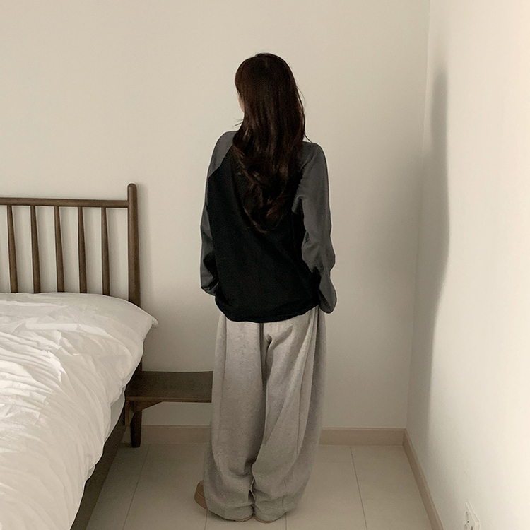 레인보우 오버핏 배색 나그랑 긴팔 티셔츠 루즈핏 래글런 긴팔티 겨울 데일리 박시핏 레이어드 상의 남여공용 커플티 블랙