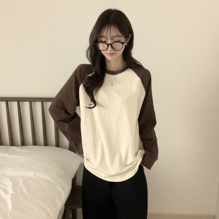 레인보우 오버핏 배색 나그랑 긴팔 티셔츠 루즈핏 래글런 긴팔티 겨울 데일리 박시핏 레이어드 상의 남여공용 커플티 크림