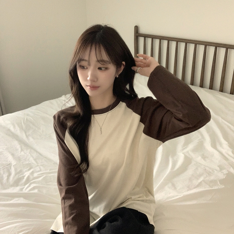 레인보우 오버핏 배색 나그랑 긴팔 티셔츠 루즈핏 래글런 긴팔티 겨울 데일리 박시핏 레이어드 상의 남여공용 커플티 크림